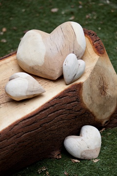 wooden oak hearts from the waterfall
