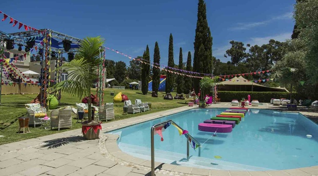 Summer celebration around Cascade Country Manor Pool